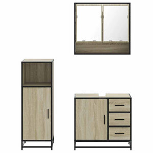 vidaXL 3 Piece Bathroom Furniture Set Sonoma Oak Engineered Wood