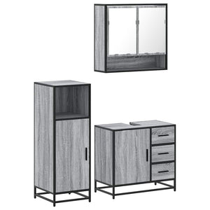 vidaXL 3 Piece Bathroom Furniture Set Grey Sonoma Engineered Wood