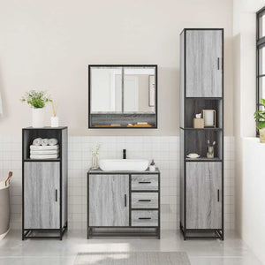 vidaXL 3 Piece Bathroom Furniture Set Grey Sonoma Engineered Wood