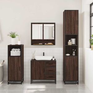 vidaXL 3 Piece Bathroom Furniture Set Brown Oak Engineered Wood