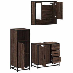 vidaXL 3 Piece Bathroom Furniture Set Brown Oak Engineered Wood