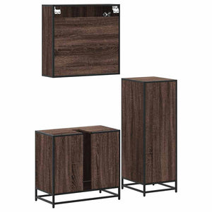 vidaXL 3 Piece Bathroom Furniture Set Brown Oak Engineered Wood