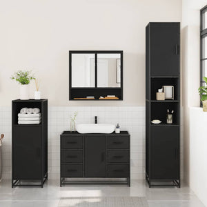 vidaXL 3 Piece Bathroom Furniture Set Black Engineered Wood