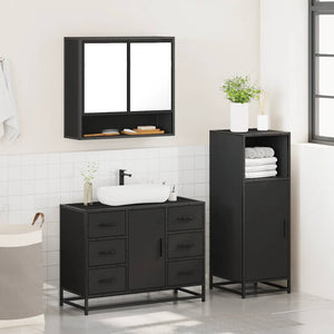 vidaXL 3 Piece Bathroom Furniture Set Black Engineered Wood