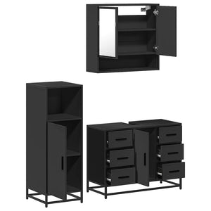 vidaXL 3 Piece Bathroom Furniture Set Black Engineered Wood