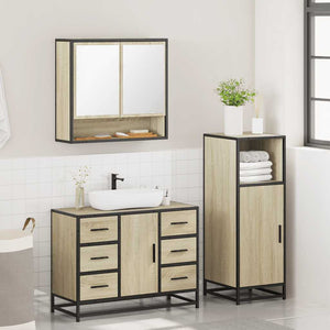 vidaXL 3 Piece Bathroom Furniture Set Sonoma Oak Engineered Wood