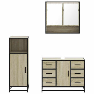 vidaXL 3 Piece Bathroom Furniture Set Sonoma Oak Engineered Wood