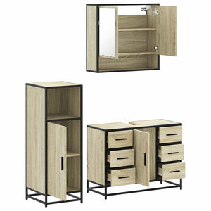 vidaXL 3 Piece Bathroom Furniture Set Sonoma Oak Engineered Wood