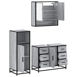 vidaXL 3 Piece Bathroom Furniture Set Grey Sonoma Engineered Wood