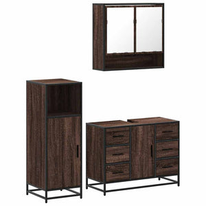 vidaXL 3 Piece Bathroom Furniture Set Brown Oak Engineered Wood