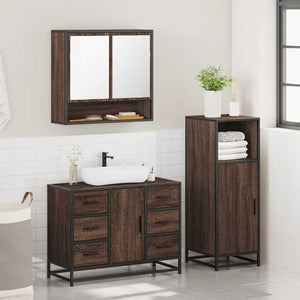 vidaXL 3 Piece Bathroom Furniture Set Brown Oak Engineered Wood