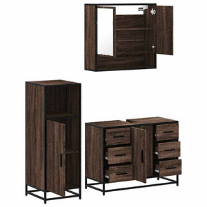 vidaXL 3 Piece Bathroom Furniture Set Brown Oak Engineered Wood