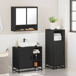 vidaXL 3 Piece Bathroom Furniture Set Black Engineered Wood