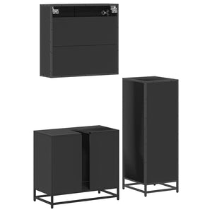 vidaXL 3 Piece Bathroom Furniture Set Black Engineered Wood