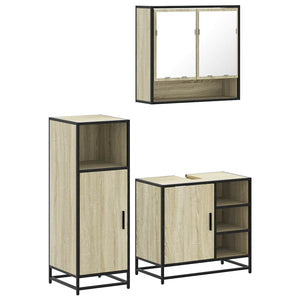 vidaXL 3 Piece Bathroom Furniture Set Sonoma Oak Engineered Wood