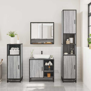 vidaXL 3 Piece Bathroom Furniture Set Grey Sonoma Engineered Wood