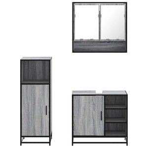 vidaXL 3 Piece Bathroom Furniture Set Grey Sonoma Engineered Wood