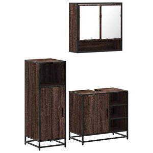 vidaXL 3 Piece Bathroom Furniture Set Brown Oak Engineered Wood