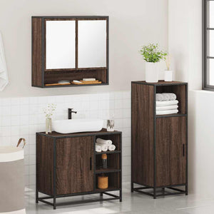 vidaXL 3 Piece Bathroom Furniture Set Brown Oak Engineered Wood