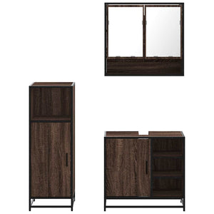 vidaXL 3 Piece Bathroom Furniture Set Brown Oak Engineered Wood