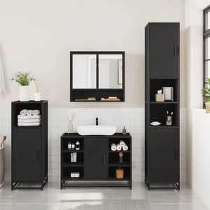 vidaXL 3 Piece Bathroom Furniture Set Black Engineered Wood