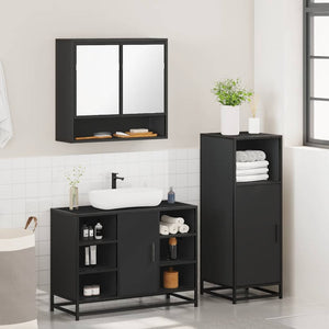 vidaXL 3 Piece Bathroom Furniture Set Black Engineered Wood