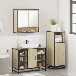 vidaXL 3 Piece Bathroom Furniture Set Sonoma Oak Engineered Wood