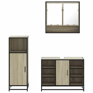 vidaXL 3 Piece Bathroom Furniture Set Sonoma Oak Engineered Wood