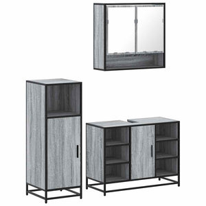 vidaXL 3 Piece Bathroom Furniture Set Grey Sonoma Engineered Wood