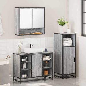 vidaXL 3 Piece Bathroom Furniture Set Grey Sonoma Engineered Wood