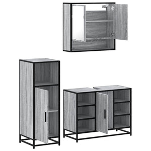 vidaXL 3 Piece Bathroom Furniture Set Grey Sonoma Engineered Wood