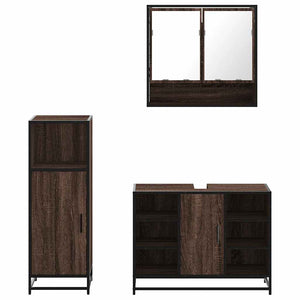 vidaXL 3 Piece Bathroom Furniture Set Brown Oak Engineered Wood