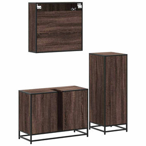 vidaXL 3 Piece Bathroom Furniture Set Brown Oak Engineered Wood