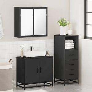 vidaXL 3 Piece Bathroom Furniture Set Black Engineered Wood