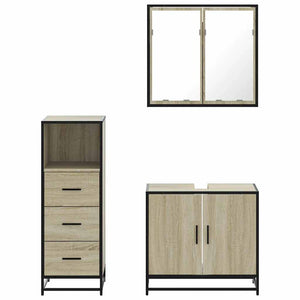 vidaXL 3 Piece Bathroom Furniture Set Sonoma Oak Engineered Wood