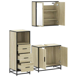 vidaXL 3 Piece Bathroom Furniture Set Sonoma Oak Engineered Wood