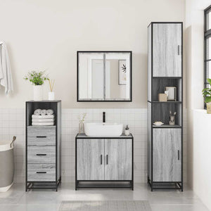 vidaXL 3 Piece Bathroom Furniture Set Grey Sonoma Engineered Wood