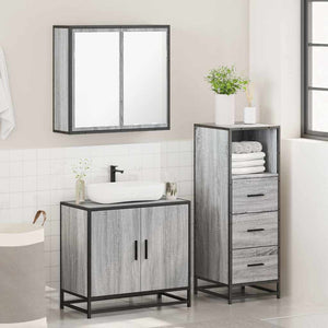 vidaXL 3 Piece Bathroom Furniture Set Grey Sonoma Engineered Wood