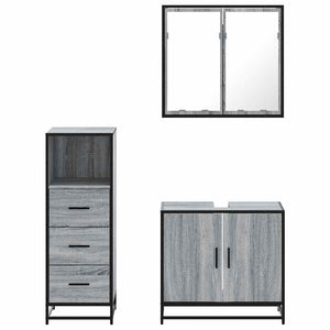 vidaXL 3 Piece Bathroom Furniture Set Grey Sonoma Engineered Wood