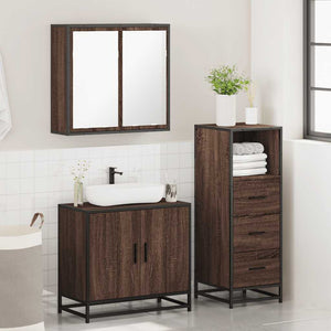 vidaXL 3 Piece Bathroom Furniture Set Brown Oak Engineered Wood