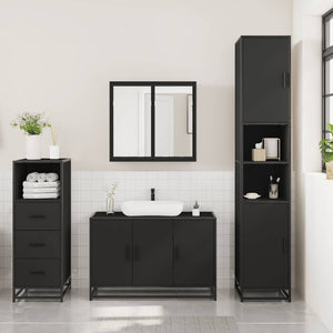 vidaXL 3 Piece Bathroom Furniture Set Black Engineered Wood