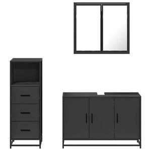 vidaXL 3 Piece Bathroom Furniture Set Black Engineered Wood