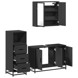 vidaXL 3 Piece Bathroom Furniture Set Black Engineered Wood