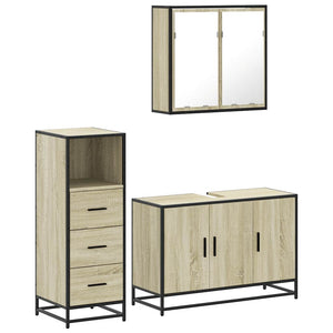 vidaXL 3 Piece Bathroom Furniture Set Sonoma Oak Engineered Wood