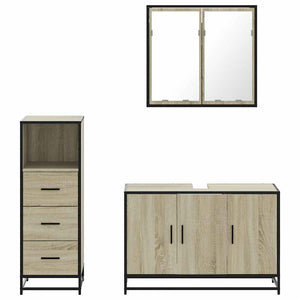 vidaXL 3 Piece Bathroom Furniture Set Sonoma Oak Engineered Wood