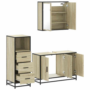 vidaXL 3 Piece Bathroom Furniture Set Sonoma Oak Engineered Wood