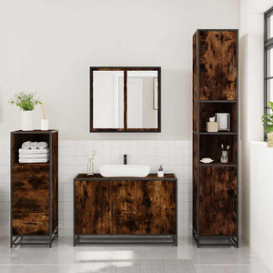 vidaXL 3 Piece Bathroom Furniture Set Smoked Oak Engineered Wood