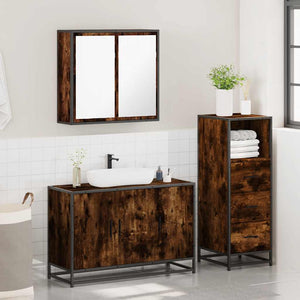 vidaXL 3 Piece Bathroom Furniture Set Smoked Oak Engineered Wood