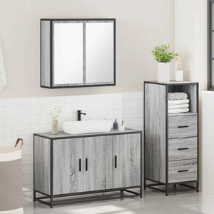 vidaXL 3 Piece Bathroom Furniture Set Grey Sonoma Engineered Wood