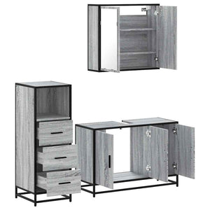 vidaXL 3 Piece Bathroom Furniture Set Grey Sonoma Engineered Wood